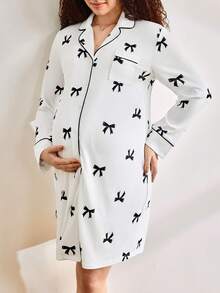 Comfortable, Casual, Homewear, Soft, Heart Design Maternity Pajama Set - Multicolor - View 6