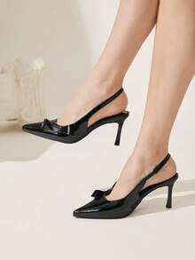CUCCOO CHICEST Pointed Toe High Heel Shoes For Women. New Elegant Wedding Dress Nude Color Patent Leather High Heels, Slim Heel, Cross-Tied, Charming Elegant, Sexy Club Nude Color Ladies High Heel Pumps, Spring, Summer, Autumn Fall Valentine's Day Elegant Shoes - Black 66 - View 4