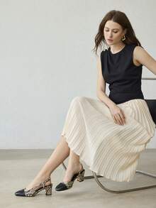 MOTF Tacones de cuero sintético con estampado de piel de serpiente para mujer - Albaricoque - Ver 9