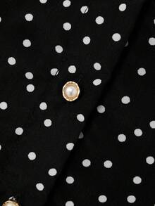 lacRébo Vintage-Stil Bluse mit Knopfleiste und Polka-Punkt-Muster, Kontrast-Weißer Kragen, Business-Lässig-Top für Herbst - Verschiedenfarbig - Übersicht 9