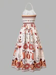 Sparklyn Teen Girls Sleeveless Floral Print Pleated Elegant Dress, Summer - Multicolor - View 2