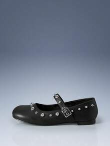 CUCCOO GRLICON Women's Buckle Design Casual Versatile Flat Shoes Valentine's Day - Black - View 2