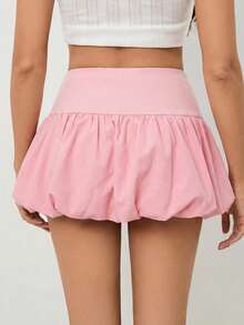 SHEIN Tall Chân váy ngắn xếp ly cạp cao màu trơn dành cho nữ - Bụi hồng - Xem 3