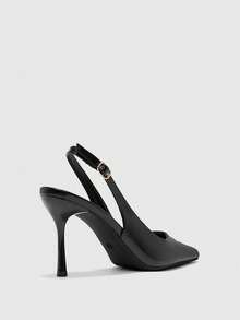 CUCCOO BIZCHIC Damen schwarze Lackleder spitze Zehen Stiletto Absatz rückenfreie modische sexy High Heels - Schwarz - Übersicht 9