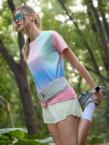 SHEIN In My Nature Women's Ombre Round Neck Loose Outdoor T-Shirt - Multicolor - View 1