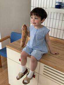 DAZY Infant/Toddler Boys' Round Neck Short Sleeve Casual Romper - Blue - View 7