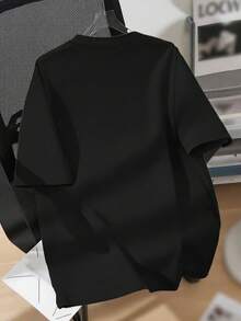 EMERY ROSE 治愈系微笑发髻女孩图案印花休闲加大码T恤 - 黑色 - 查看 2