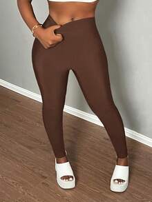 Slaydiva 简约基础款休闲户外露背半高领拉链针织罗纹女式连体裤 - A - 咖啡棕 - 查看 8