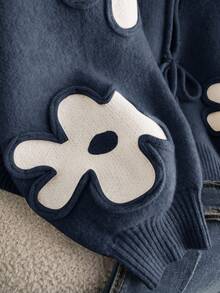 CosyJoli Áo len cardigan dệt kim hình trái tim cỡ lớn cho nữ, áo khoác len thời trang thanh lịch kiểu Pháp thu/đông - Màu xám đen - Xem 4