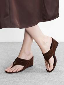 CUCCOO BIZCHIC Dép lê đế xuồng đính đá lấp lánh dành cho nữ, kiểu dáng thường ngày. - Cà phê nâu - Xem 3