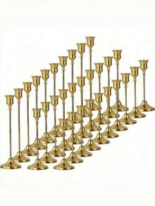 3 / 6 / 12 / 30 PCS Golden Vintage Elegant Wedding Candle Holders Cone Shape Table Centerpiece Decor European Romantic Celebration Home Room Anniversary Decoration - Multicolor - View 20