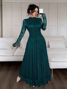 Feyla 优雅白色蕾丝连衣裙 - 水鴨藍 - 查看 4