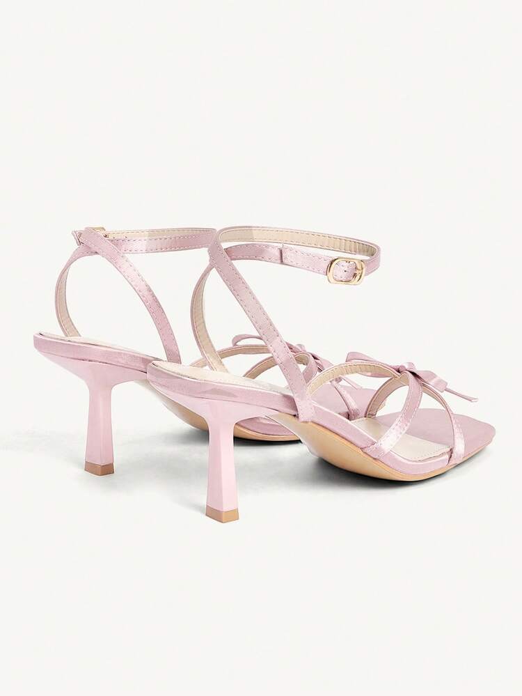 CUCCOO CHICEST Women's Fashionable & Elegant Bow Decor Heeled Sandals Valentine's Day Elegant Shoes Wedding Shoes