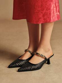 Rosivie Sandalias de tacón para mujer - Negro - Ver 3