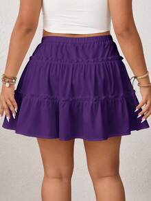 Shapeblank Plus Size Women Anti-Flashing Double-Layer White Skirt Pants - Purple - View 2