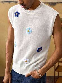 Casual Áo tank top nam không tay in họa tiết hoa, kiểu dáng thường ngày, thoải mái và thoáng khí. - Nhiều màu - Xem 1