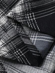 DAZY 韩版格子露肩褶裥中长连衣裙 - 黑與白 - 查看 3