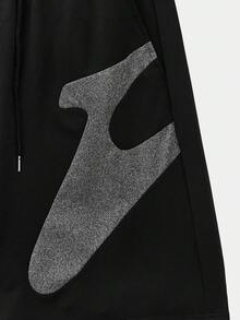 Manfinity BRENVOR Men's Two Pieces Set Black Summer Streetwear City Break Graphic Colorblock Short Sleeve T-Shirt And Hip Hop Shorts Casual Round Neck 2 Pieces Sets - Black - View 3