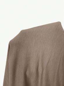 SHEIN Essnce 大码女装春夏时尚休闲宽松舒适日常百搭修身黑色露肩短袖T恤，简约风格，适合工作场合、欧洲夏季、露肩上衣、女士教堂着装、教师服装 - 卡其色 - 查看 6
