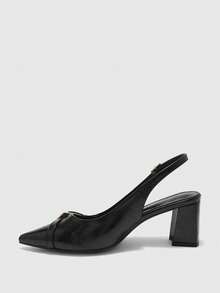 CUCCOO BIZCHIC Sepatu hak tinggi model slingback wanita yang simpel, elegan, dan serbaguna untuk bekerja dan bepergian. Sepatu musim semi. - Hitam murni - View 10
