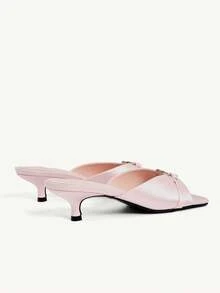 CUCCOO CHICEST Zapatos de tacón medio con punta cuadrada y hebilla con forma de corazón para mujer, de elegante color rosa, adecuados para primavera/verano - Rosa - Ver 10