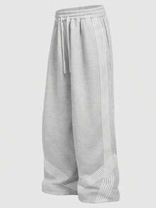 EASEVO Herren Jogginghose in Hellgrau in Große Größen mit besticktem Tape Patchwork, geeignet für Frühling, Herbst und Sommer - Hellgrau - Übersicht 5