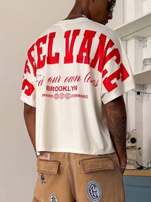 STEELVANCE 男士休闲时尚街头日常通勤美式字母印花短袖露脐T恤，夏季 - 彩色 - 查看 6