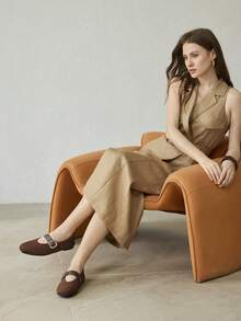 MOTF MUJERES BAILARINAS DE PUNTA CUADRADA CON HEBILLA - Café integral - Ver 9