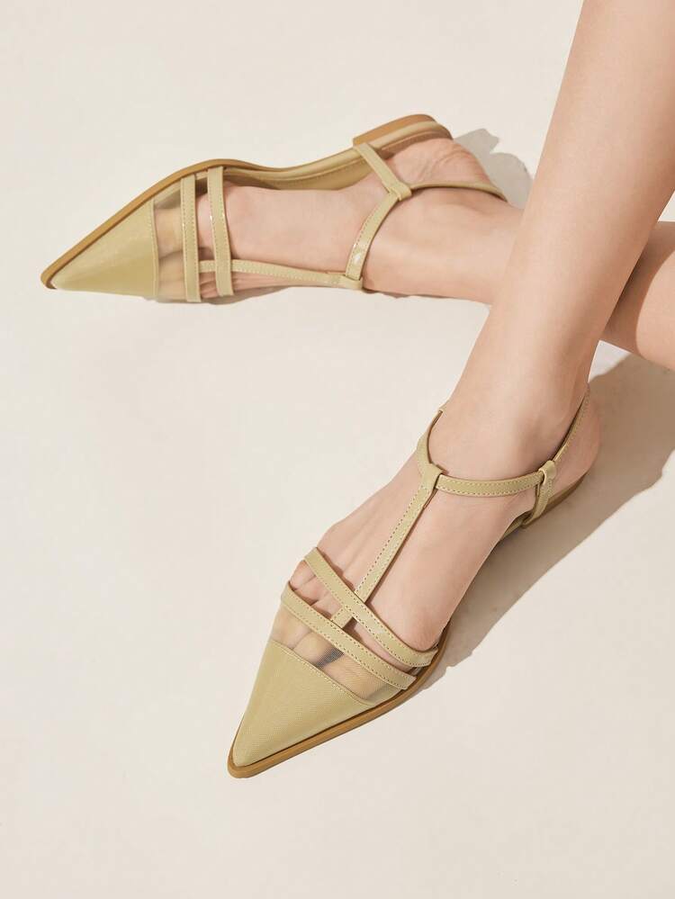 CUCCOO CHICEST Women Shoes New French Sexy Mesh Low Vamp Flat Bottom Women's Slingback Shoes