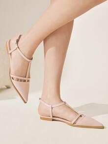 CUCCOO CHICEST Giày nữ mùa xuân hè mới, kiểu dáng thanh lịch, mũi nhọn, đế bằng, thích hợp cho hẹn hò, công sở, đi làm. - Màu Hồng baby - Xem 5