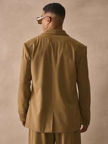 Musero Loose Fitted Structed Shawl Collar Asym Button Fastening Blazer Jacket Tailoring Set Top Only Spring Summer Esssentials Smart Wear - Army Green - View 4