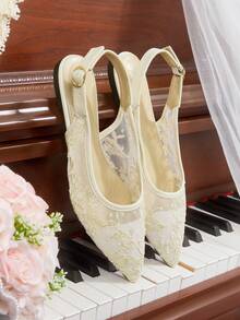 CUCCOO HITCHD Flat Bottom Hollow Jacquard Closed Toe Rear Strap Sandals - Apricot - View 5