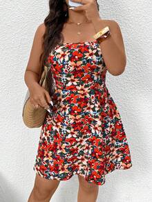 SHEIN Frenchy Đầm trễ vai, họa tiết hoa dành cho nữ cỡ lớn, thích hợp cho kỳ nghỉ. - Nhiều màu - Xem 5