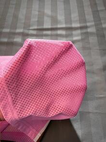 Muchica Women's Pink Mesh Letter Print Drawstring Waist Shorts - Pink - View 5