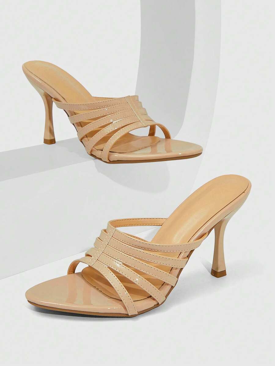 CUCCOO SZL Women Shoes Spring And Summer New Apricot Pointed Stiletto Multi-Strip Women's High-Heeled Sandals Fashionable And Comfortable Versatile Sexy Party Women's Sandals - Apricot - View 1