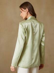 Aveloria Zanirela New Stylish Design Casual Satin Texture Solid Color Blazer - Green - View 3