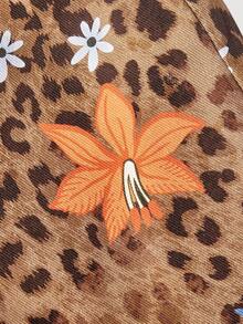 Sweetra Jeans de pierna recta con estampado floral de leopardo - Marrón - Ver 4