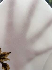 Balvessa Women's Notched Neck Floral Print Cutout Collar White Petal Sleeve Blouse - White - View 4