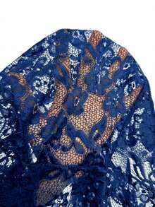 Firerie Plus Size Lace Hem Short Sleeve Summer Corset Black Top Cropped Top - Royal Blue - View 7