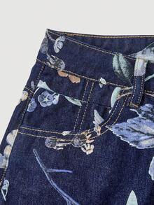 SHEIN Sweetro Shorts vaqueros de verano con estampado floral casual - Azul lavado medio - Ver 5