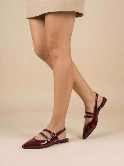 Balerina puntal, mary jane, doble pulsera, calzado femenino, balerina elegante, balerina cómoda, zapato plano mujer