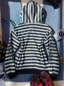 Glimmora Women's Casual Striped Print Zip-Up Sweatshirt, Autumn/Winter - Multicolor - View 2