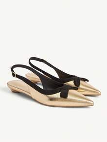 CUCCOO CHICEST 女士尖头蝴蝶结装饰平底鞋，优雅甜美休闲简约时尚舒适仿皮鞋，适合下午茶、约会、派对、职场、万圣节、新年、春节、圣诞节等场合。 - 淺金色 - 查看 11