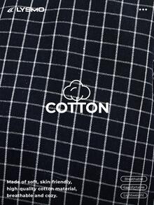 LYSMO Áo sơ mi dài tay in họa tiết kẻ caro dành cho nữ - Màu xanh hải quân - Xem 9