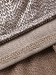 DAZY 春季方领伴娘婚礼宾客喇叭袖收腰中长礼服，适合宴会 - 杏色 - 查看 3