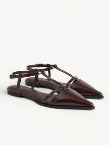 CUCCOO CHICEST Women Shoes Spring And Summer New Elegant Pointed Toe Slingback Date Wear Office Commuter Women's Flat Shoes - Coffee Brown - View 9