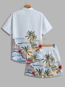 VIVINTIMO Men's Tropical Coconut Tree Beach Casual Shirt Set - Multicolor - View 3