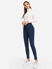 Flexra Jeans ajustados sencillos - Azul Marino - Ver 3