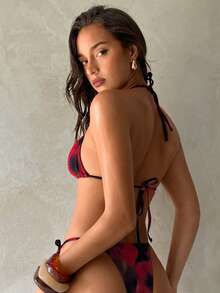 Aloruh 女士夏季新款扎染印花比基尼套装，性感派对音乐节泳装，海滩度假装 - 彩色 - 查看 2