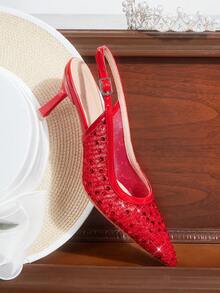 CUCCOO HITCHD Zapatos de tacón para mujer - Rojo - Ver 13
